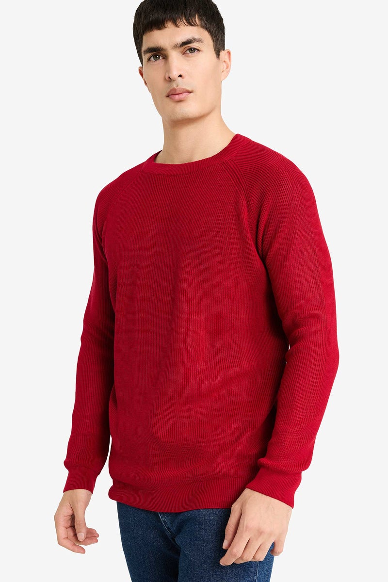 DeFacto Red Man Standard Fit Crew Neck Knitwear Pullover Casual - Image 1